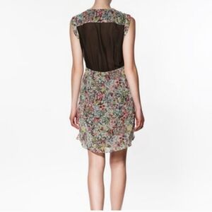 Zara Chiffon Floral Sleeveless V-Neck Dress Sz Medium